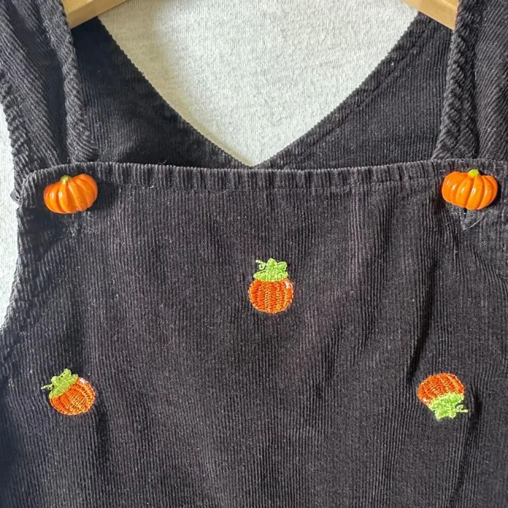 Vintage Gymboree Toddler Girls Pumpkin Corduroy Pinafore Jumper Dress 4T Fall